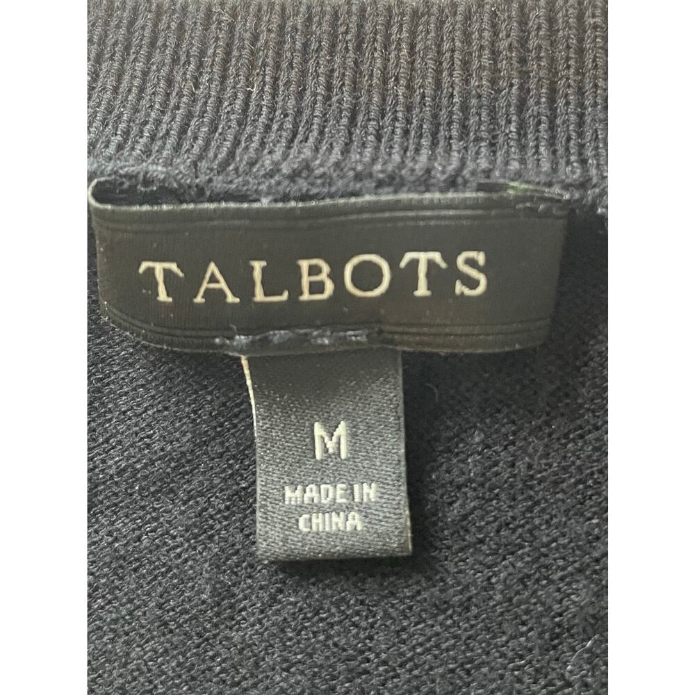 Talbots Cardigan Sweater Sz M Lace Front Black 3/4 Sleeves Button Front Feminine - Picture 2 of 8